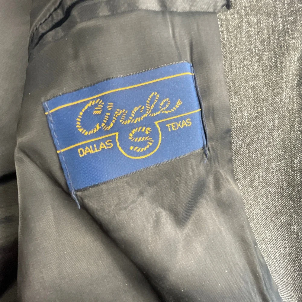 Circle S Mens 40R Vtg Western Blazer Gray Black Contrast Yoke Sport Coat Cowboy